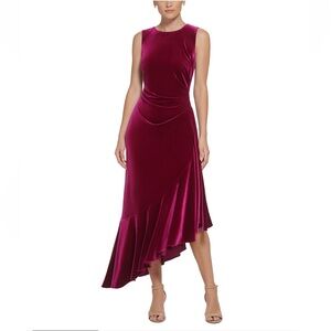 Eliza J Asymmetrical Velvet Dress